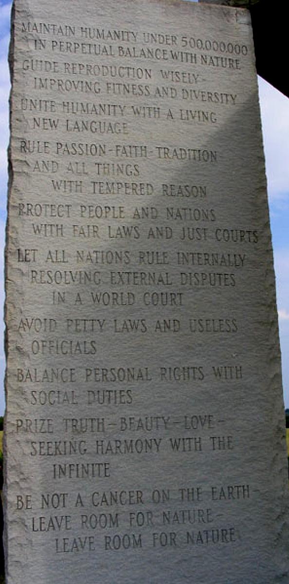 Georgia Guidestones - Maintain humanity under 500 million